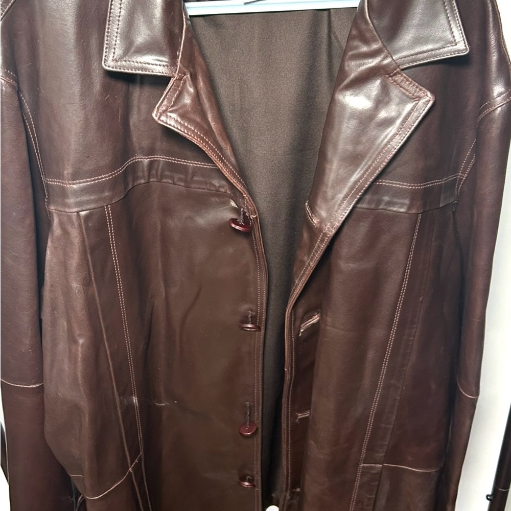 Wilson’s 100% Leather jacket 2XLT Brown Button-Up Coat - Picture 2 of 9
